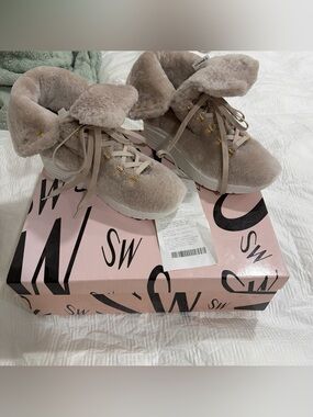 Tan Stuart Weitzman Fur boots